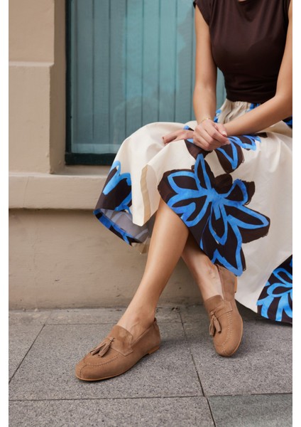 Albares Kadın Bordo Gercek Suet Puskullu Babet