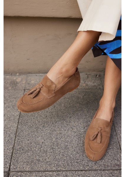 Albares Kadın Bordo Gercek Suet Puskullu Babet modelleri