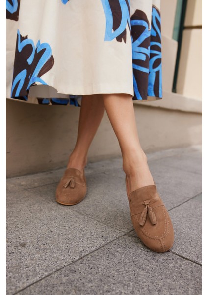 Albares Kadın Bordo Gercek Suet Puskullu Babet