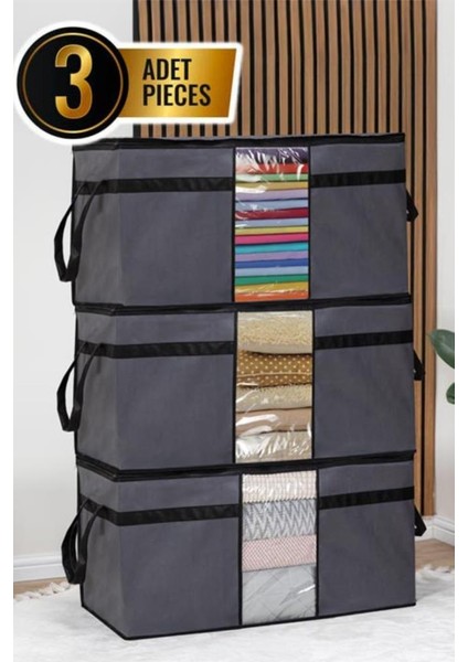 3’lü Yorgan Hurcu Seti, Yastık Yorgan Kıyafet Giysi Çamaşır Çeyizlik Düzenleyici (70X40CM) 3 Adet indirimleri