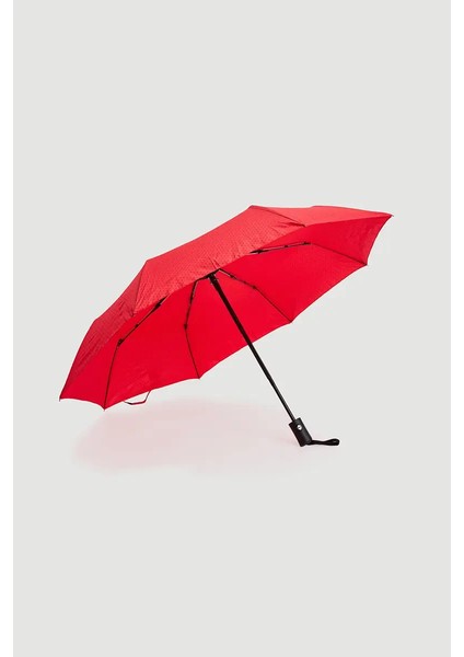 Puantiye Desenli Katlanabilir Şemsiye - Kırmızı