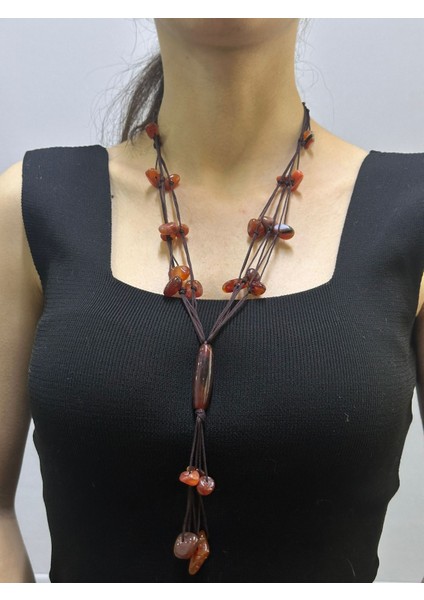 Doğal Taş Kadın Kolye 28 cm