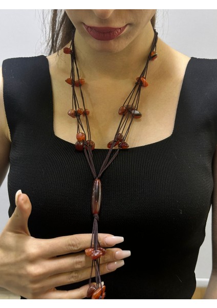 Doğal Taş Kadın Kolye 28 cm modelleri