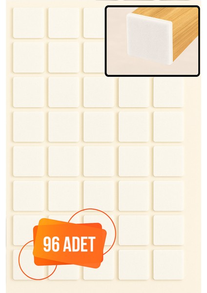 Yapışkanlı Mobilya Masa Sandalye Parke Zemin Ayak Koruyucu Kaydırmaz Keçesi 25 mm (96 Adet)