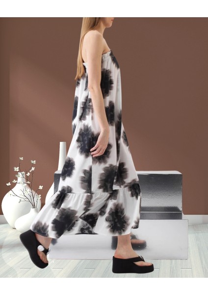 xint Kadın Beyaz Omuz Dekolteli Oversize Midi Boy Elbise fırsatları