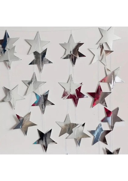 Yıldız Gümüş Altın Süs Ipe Dizili 4 Metre Uzayan Parti Ramazan Bayramı Süsü Arka Fon Dekor fiyatları