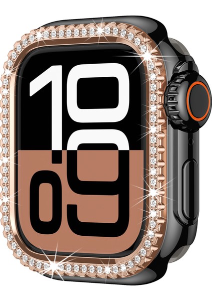 Apple Watch Se (2023)/SE (2022)/SE/6/5/4 44 mm Yapay Elmas Dekorlu Içi Boş Pc Çerçeve Kapağı - Siyah + Gül Altın Kadranlı Saat Kılıfı (Yurt Dışından) fiyatları