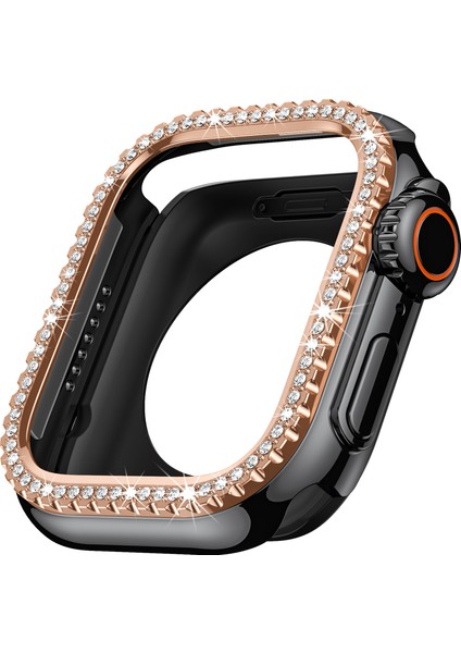 Apple Watch Se (2023)/SE (2022)/SE/6/5/4 44 mm Yapay Elmas Dekorlu Içi Boş Pc Çerçeve Kapağı - Siyah + Gül Altın Kadranlı Saat Kılıfı (Yurt Dışından) fırsatları