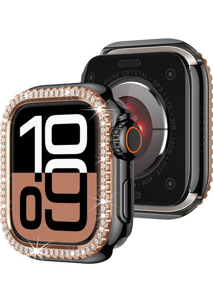 Apple Watch Se (2023)/SE (2022)/SE/6/5/4 44 mm Yapay Elmas Dekorlu Içi Boş Pc Çerçeve Kapağı - Siyah + Gül Altın Kadranlı Saat Kılıfı (Yurt Dışından) indirimleri