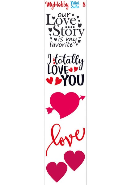 Sevgililer Gününe Özel Sulu Transfer, Aşk, Sevgi, Hobi 6*25 Cm, 4'lü Set modelleri