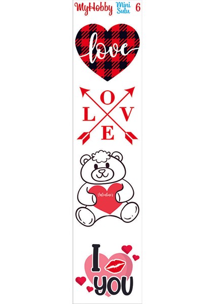 Sevgililer Gününe Özel Sulu Transfer, Aşk, Sevgi, Hobi 6*25 Cm, 4'lü Set indirimleri