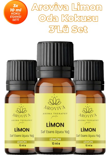 Limon Oda Kokusu 3'lü Set- Doğal Esansiyel Uçucu Yağ, Difüzör Esansı, Buhurdanlık Yağı