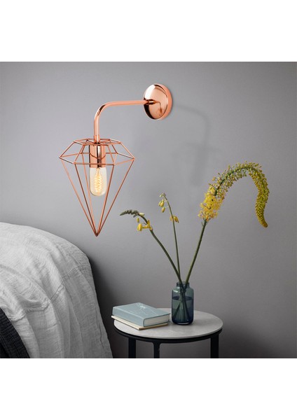 Elmas Geometrik Tel Başlık Metal Tekli Aplik Bakır Kaplama,modern Dekoratif Duvar Lambası ELMAS-6303 modelleri