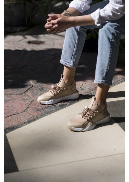 Salva Kadin Bej Scuba Kumaş Taş Detay Sneaker fiyatları