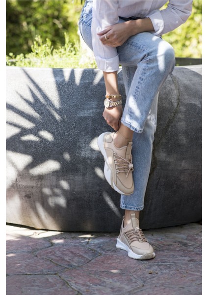 Salva Kadin Bej Scuba Kumaş Taş Detay Sneaker fırsatları