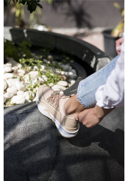 Salva Kadin Bej Scuba Kumaş Taş Detay Sneaker indirimleri