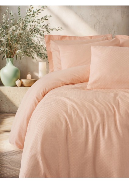 Plaid Çift Kişilik Nev Takımı Somon