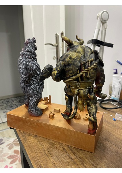 Kişiye Özel Tasarım Borsa Tutkunlarına Masa Figürü Boğa ve Ayı fırsatları