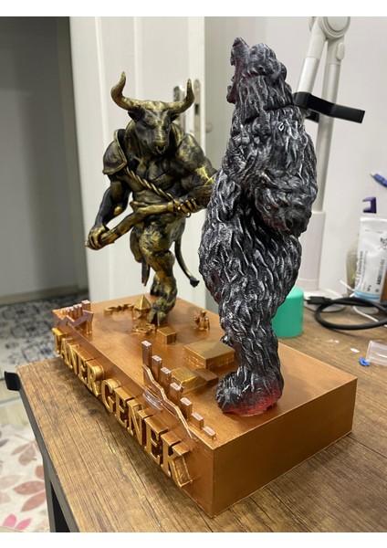 Kişiye Özel Tasarım Borsa Tutkunlarına Masa Figürü Boğa ve Ayı indirimleri