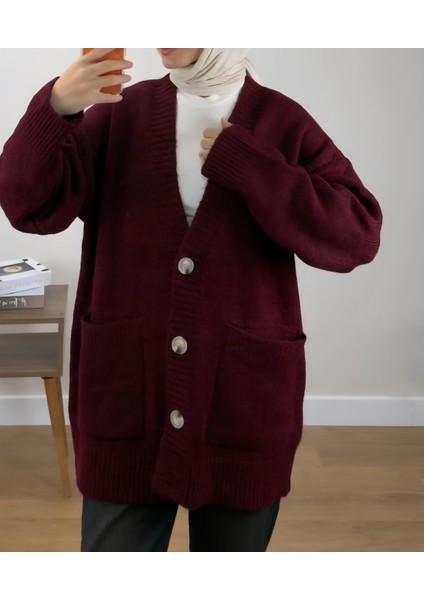 Cep Detaylı Düğmeli Triko Hırka modelleri