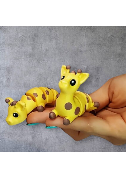 Flexi Model Yavru Zürafa 3D Baskı Anahtarlık-Çanta Süsü 2li