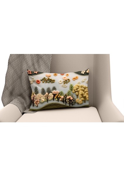 Çift Taraflı Dijital Baskı Kırlent Kılıfı Keçe Işi Görünümlü Çiçek Desenli fiyatları