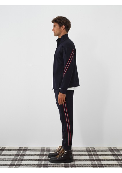 Erkek Lacivert Esnek Dokulu Regular Fit Sweatmont modelleri