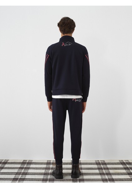 Erkek Lacivert Esnek Dokulu Regular Fit Sweatmont indirimleri