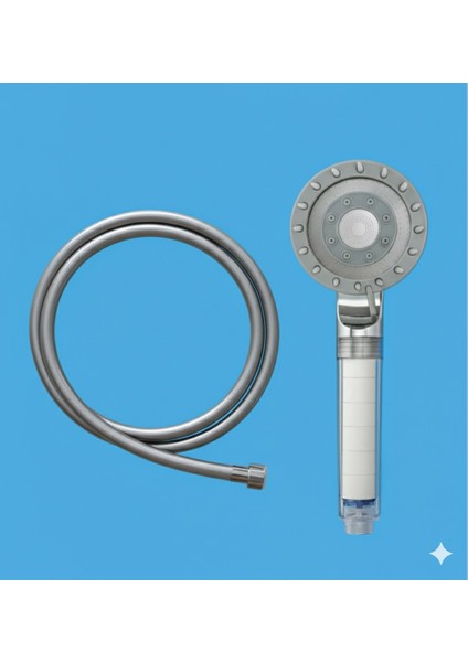 150 cm Pvc Hortumlu Beş Fonksiyonlu Duş Başlığı Seti