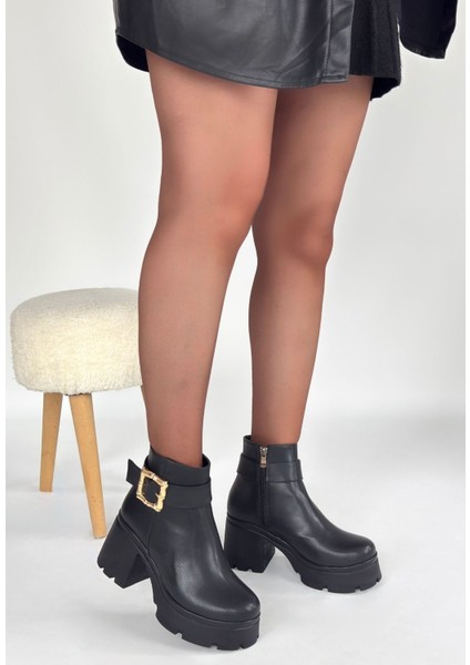Siyah Fermuarlı Kadın Topuklu Bot modelleri