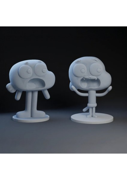 Şaşkın Darwin Watterson 3D Baskı Figür - Beyaz (Kendin Boya)