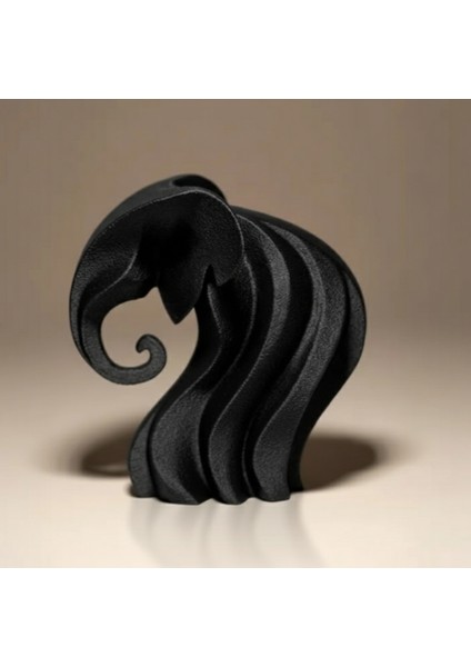 Modern Dalgalı Fil Heykeli (11 Cm) | Minimalist Ev Dekorasyonu | Pla Malzeme.3d Baskı