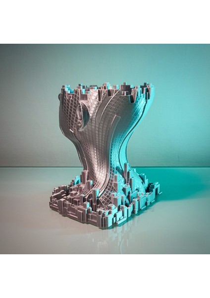 Futuristik 3D Baskı Gümüş Gri Insan Başlık Vazo (13 Cm) modelleri