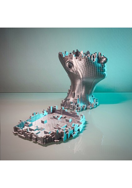 Futuristik 3D Baskı Gümüş Gri Insan Başlık Vazo (13 Cm) fırsatları