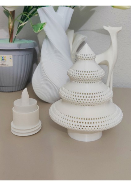 3D Baskı Spiral Desenli Ağaç Model Tealight Lamba modelleri