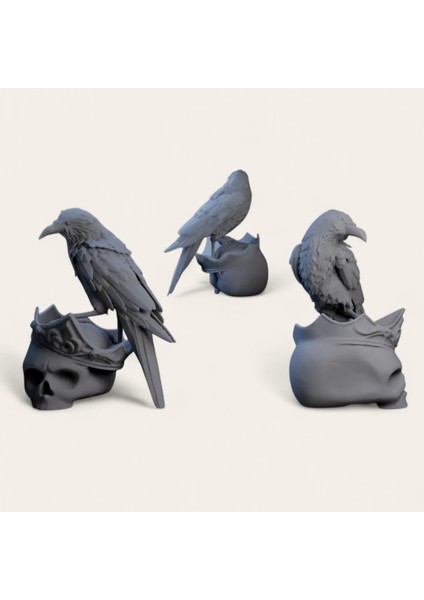 Gotik Stil Karga ve Kuru Kafa Dekoru – 3D Baskı, Pla Malzeme, 15 cm fiyatları