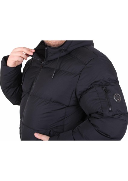 Mocgrande Erkek Büyük Beden Kapüşonlu Mont Lusso 2505 Sıyah