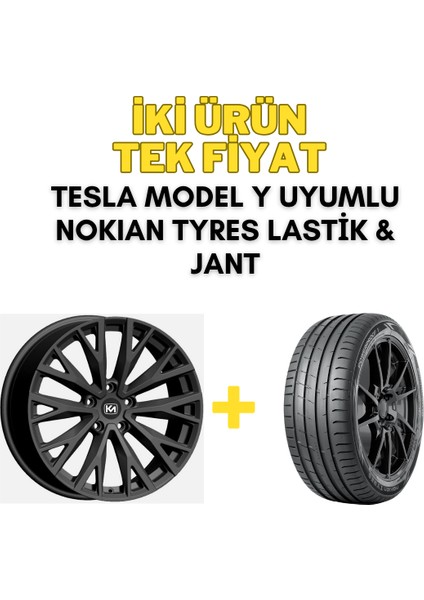 Tesla Model Y Uyumlu Nokian 255/45R19 Yaz Lastigi 4 Adet YILI:2023 + DY1289 19" Jant 4 Adet