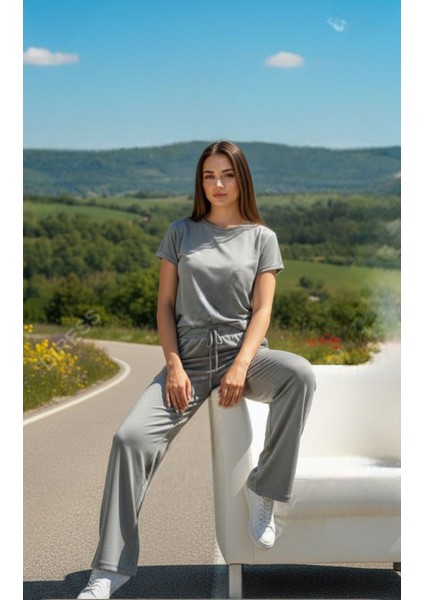 Kadın Fransız Kadife Beli Lastikli Cepli Bol Kesim Eşofman Altı fiyatları