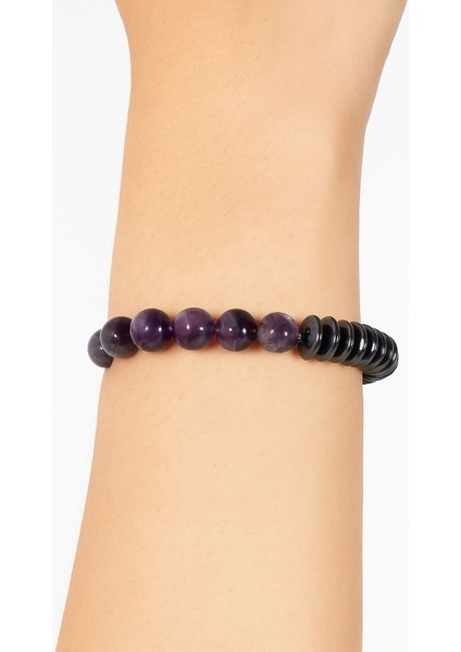 Zenaura Ametist Hematit Doğaltaş Bileklik 10MM