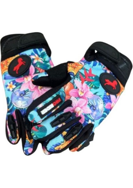 Motosiklet Çocuk Eldiveni Tpr Velcro Kids Motor Eldiven Flower