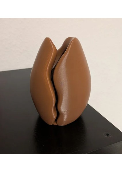 Kahve Çekirdeği Şeklinde Pla Çiçek Vazo - Modern Dekoratif Tasarım 20 cm 3D Yazıcı ile Üretilmiş fiyatları