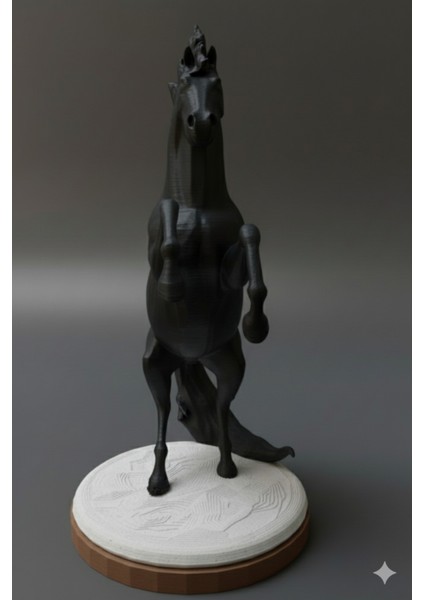 Ateşli Rüzgar | Şahlanan At Heykeli - 21 cm Özel 3D Baskı Sanatı (Pla) fırsatları