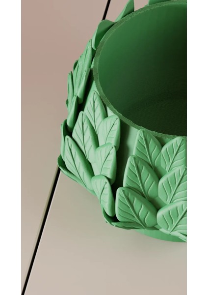 3D Baskı Yaprak Desen Saksı - 12 cm - Farklı Renk Seçeneği modelleri