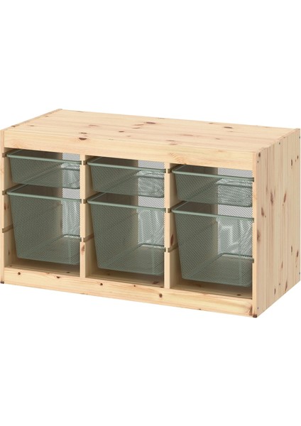 Trofast Saklama Ünitesi Çam Açık Yeşil Gri 93 x 44 x 52 cm