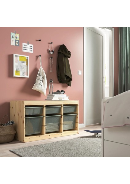 Trofast Saklama Ünitesi Çam Açık Yeşil Gri 93 x 44 x 52 cm modelleri
