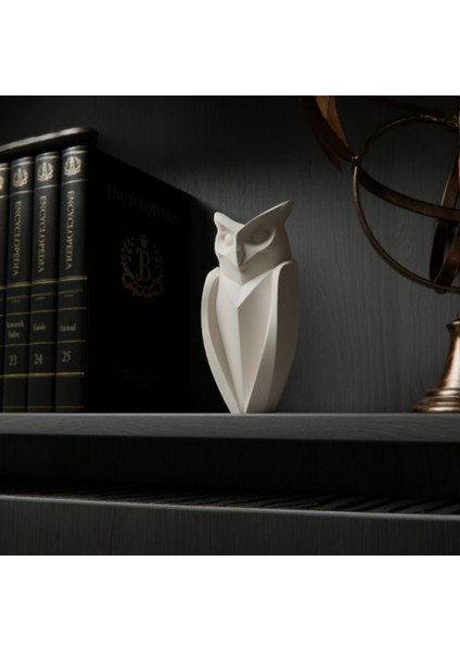 Dekoratif Baykuş Figürü 17 cm – Siyah & Beyaz Renk Seçenekli (3d Yazıcı Baskı)