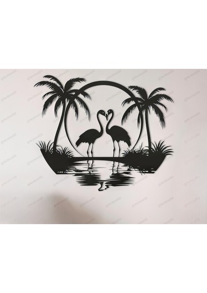 Tropikal Flamingo Duvar Dekoru - 3D Yazıcı Baskı