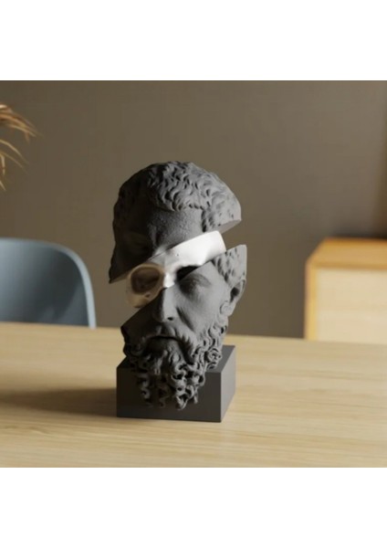 Sokrates Felsefe Büstü - Kafatası Efektli Dekoratif Heykel (3d Baskı, 30 Cm) fiyatları