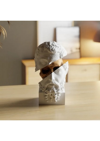 Sokrates Felsefe Büstü - Kafatası Efektli Dekoratif Heykel (3d Baskı, 30 Cm) modelleri